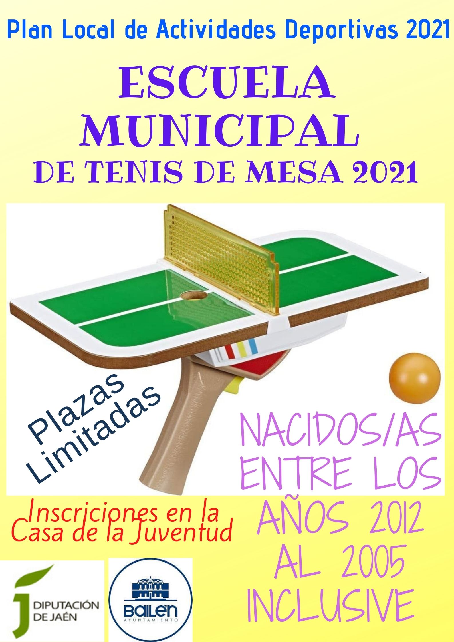 Abierto el plazo de inscripción en la Escuela Municipal de Tenis de Mesa