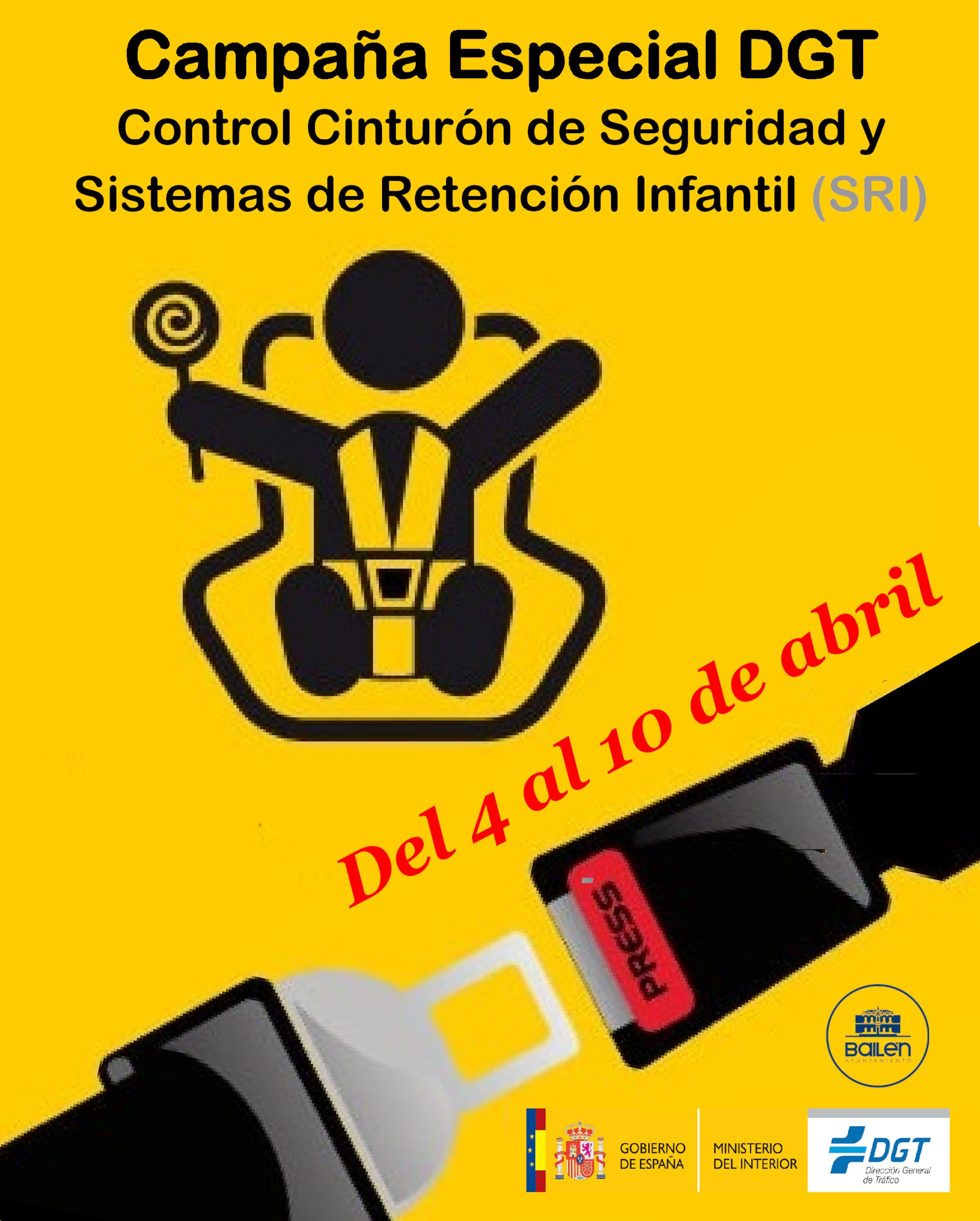 Campaña de control de uso del cinturón de seguridad y S.R.I. en Bailén